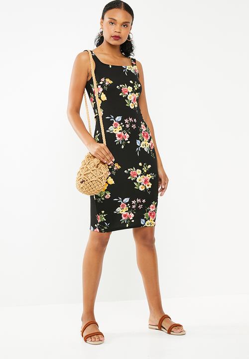 STYLE REPUBLIC - Square neckline bodycon dress - black