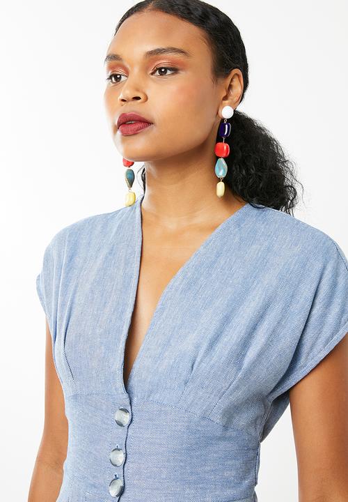 STYLE REPUBLIC - Front button dress - blue
