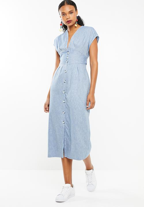 STYLE REPUBLIC - Front button dress - blue