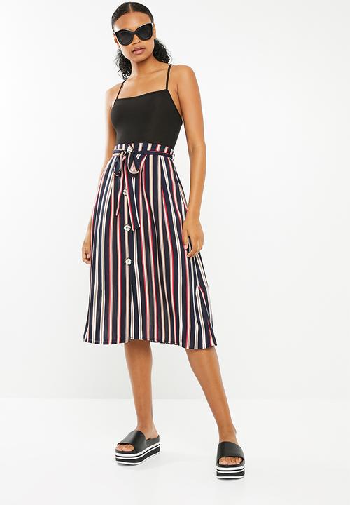 Superbalist - A-line midi skirt with tie belt - navy