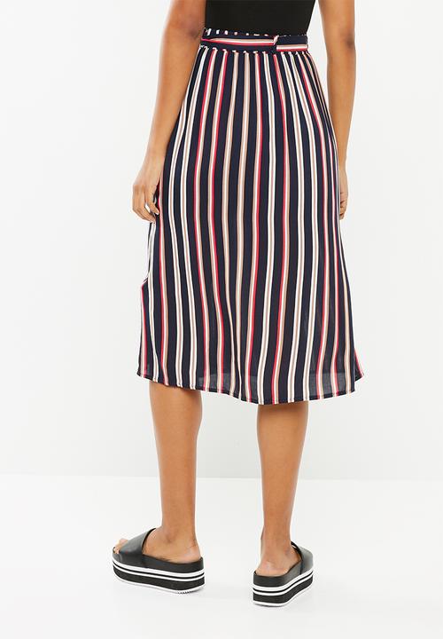 Superbalist - A-line midi skirt with tie belt - navy