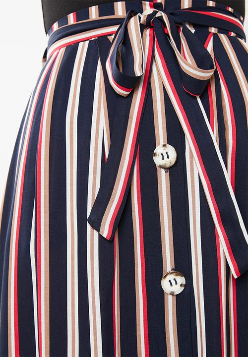 Superbalist - A-line midi skirt with tie belt - navy