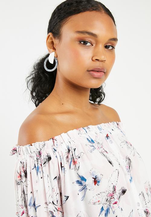 Superbalist - Off the shoulder button front blouse - pink 