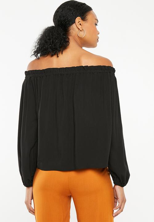 Superbalist - Off the shoulder button front blouse - black