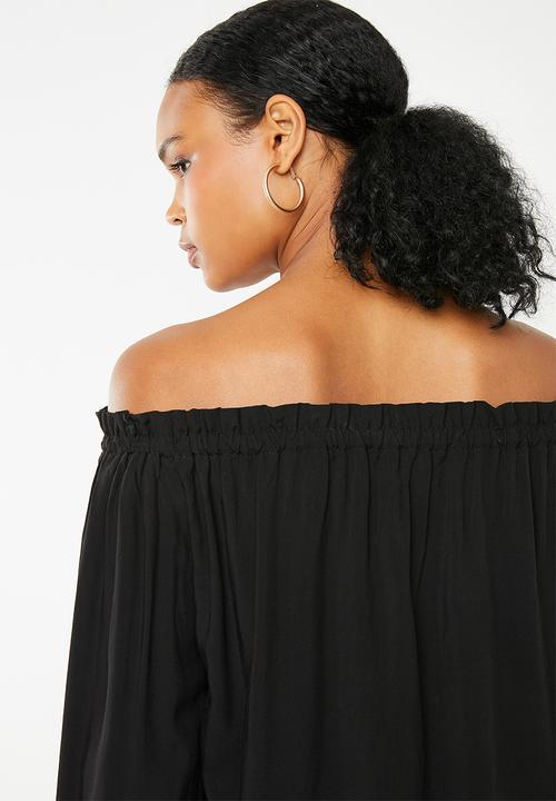Superbalist - Off the shoulder button front blouse - black