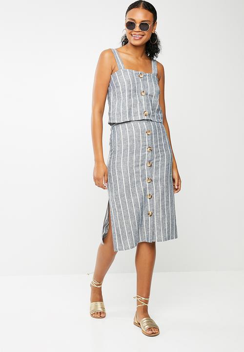 Superbalist - Midi button through skirt - navy