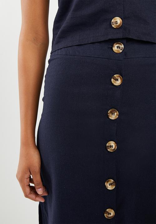 Superbalist - Midi button through skirt - navy