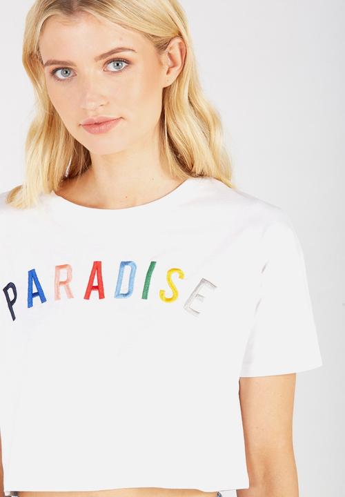 Supré  - Printed loose crop tee - white