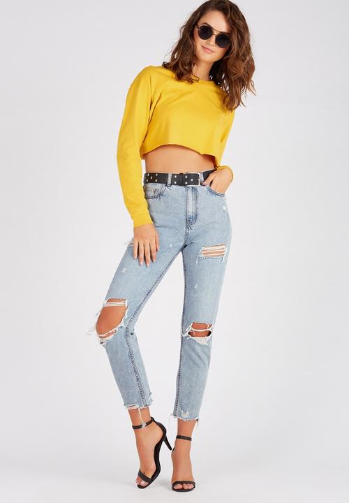 Supré  - Long sleeve super crop cuff tee - yellow 