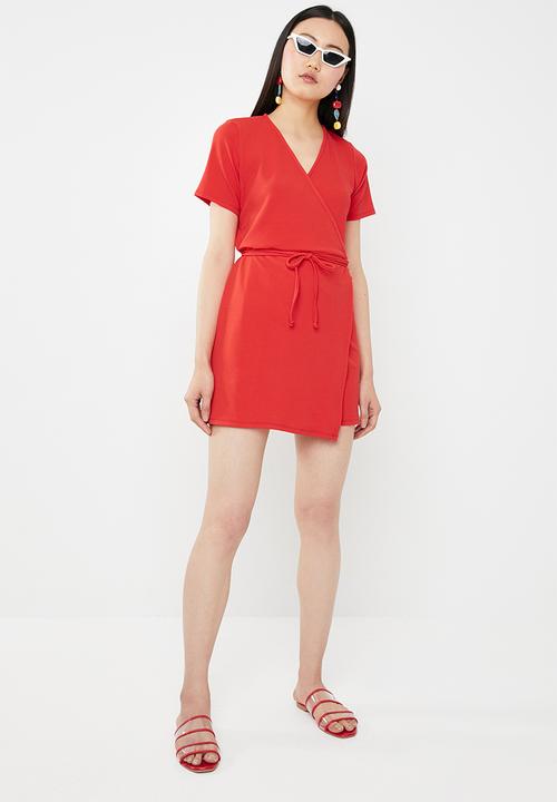 c(inch) - Basic wrap dress - red