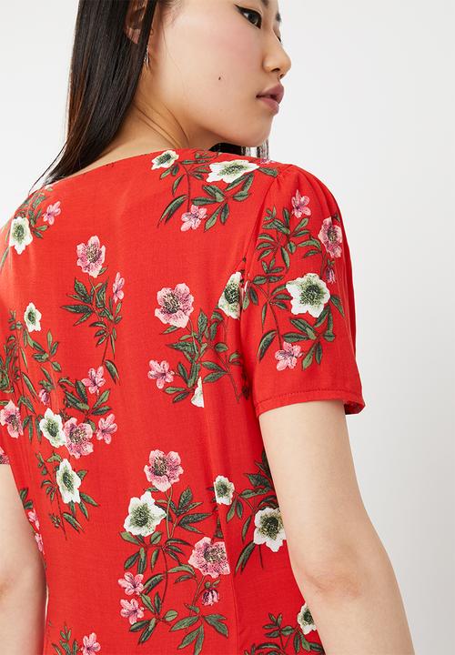 c(inch) - Front button mini dress - red