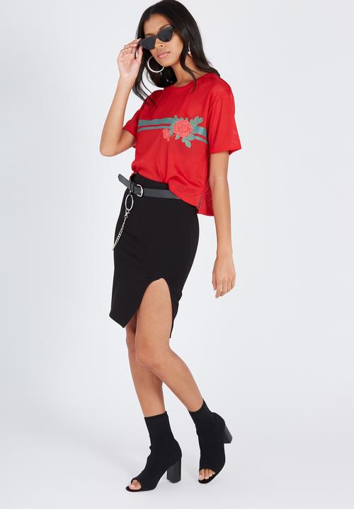 Supré  - Ponte split skirt - black