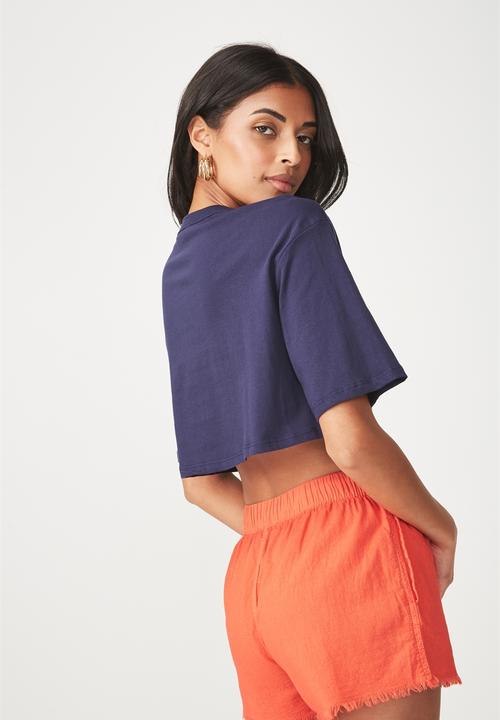 Supré  - V-neck boxy crop - navy
