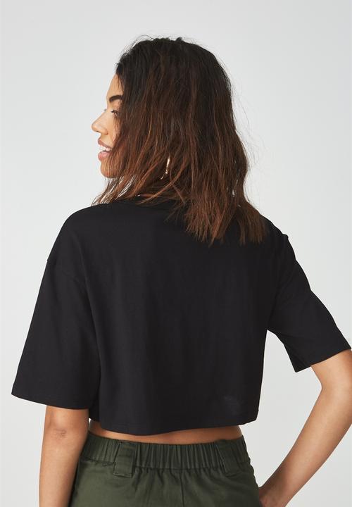Supré  - V-neck boxy crop - black 