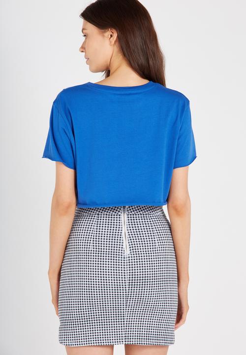 Supré  - Printed super crop tee stay chic - blue