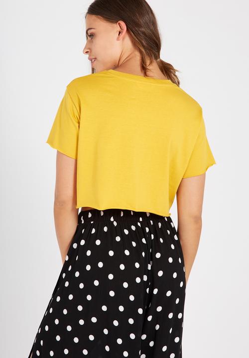 Supré  - Printed super crop tee wild honey - yellow