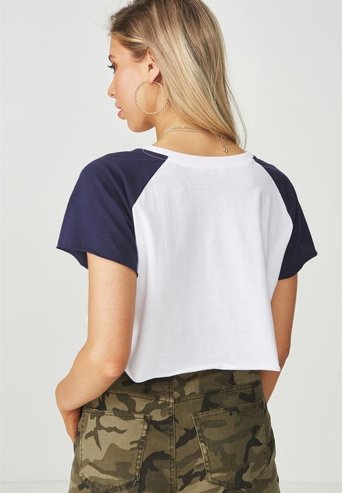 Supré  - Raglan super cropped tee edition - navy & white