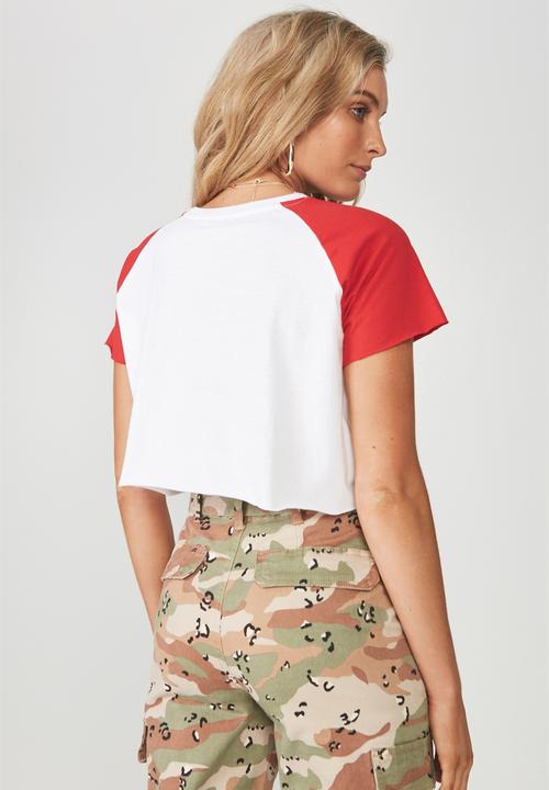 Supré  - Raglan super cropped tee arizona - red & white