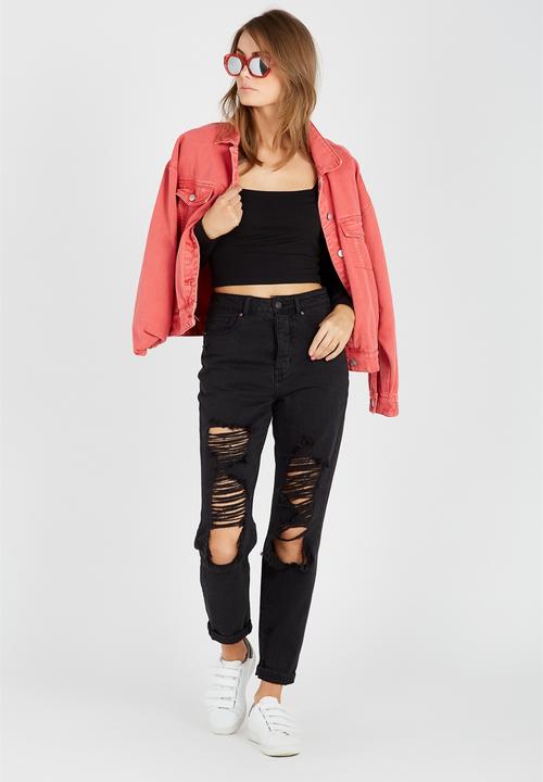 Supré  - Square neck crop top - black 
