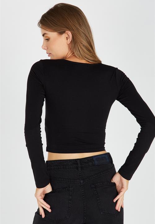 Supré  - Square neck crop top - black 
