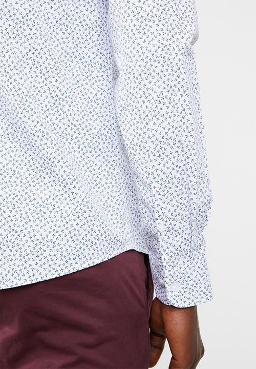Only & Sons - Kalen ditsy shirt - white
