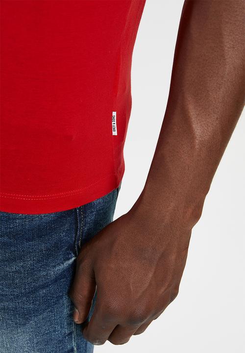 Only & Sons - Bailey colourblock short sleeve tee - navy & red