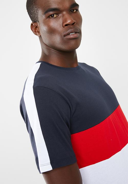 Only & Sons - Bailey colourblock tee - navy/white