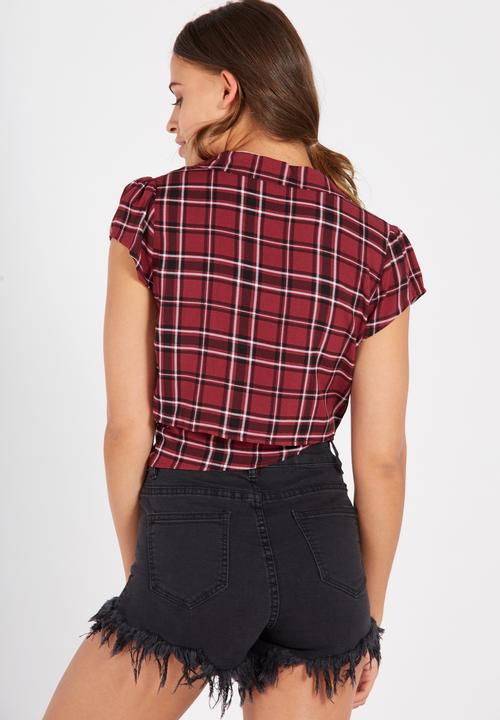 Supré  - Carmen tie front shirt - burgundy