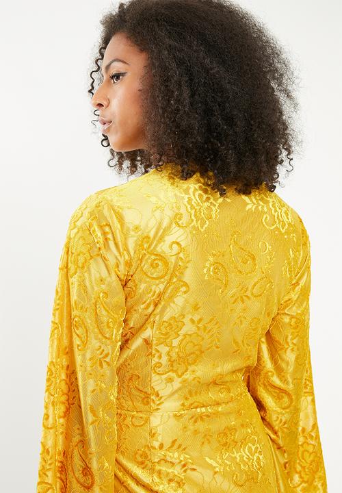 Missguided - Flared long sleeve twist front - yellow