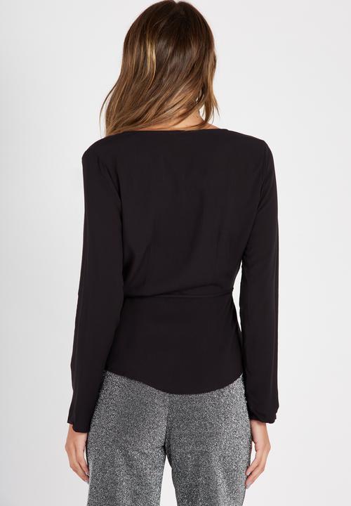 Supré  - Penelope long sleeve wrap top - black