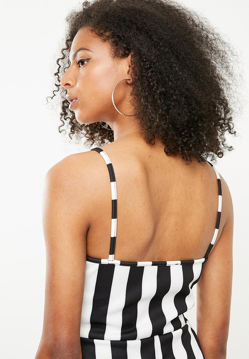 Missguided - Wide stripe playsuit - black