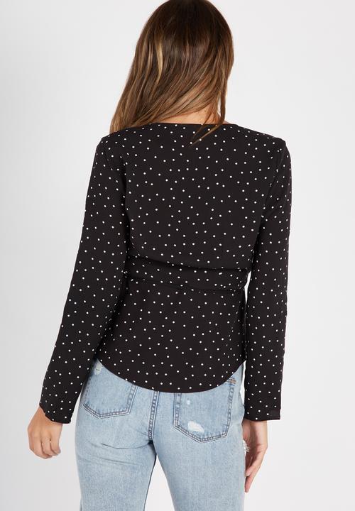 Supré  - Penelope long sleeve wrap top- black 