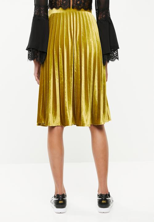 Missguided - Pleated knee length skirt - gold