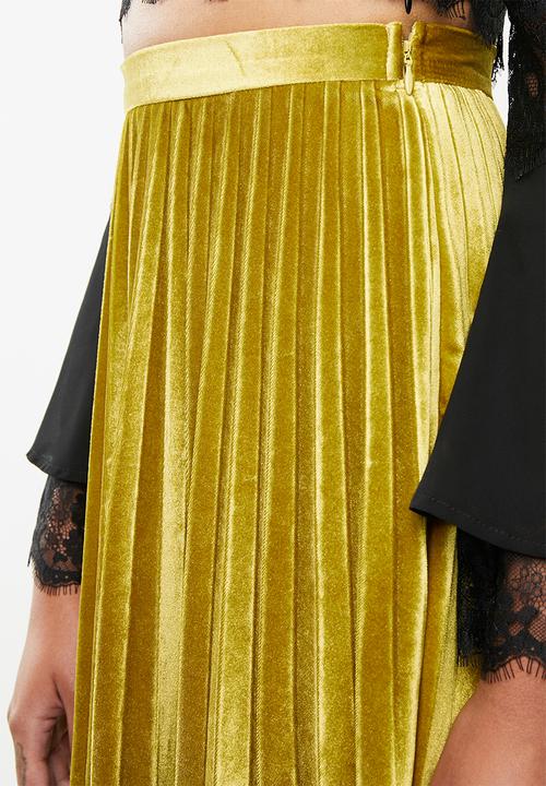 Missguided - Pleated knee length skirt - gold