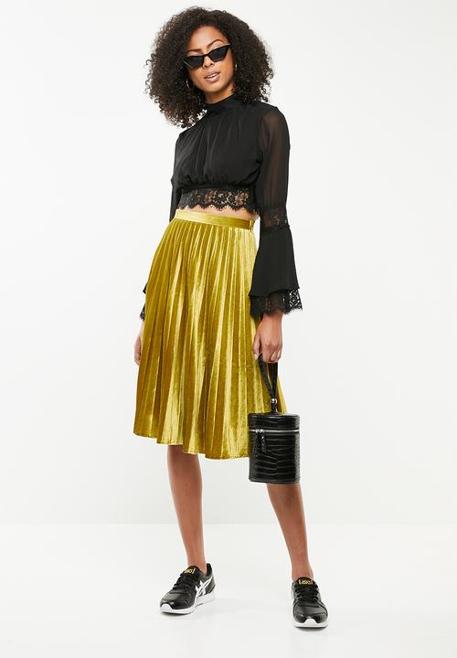 Missguided - Pleated knee length skirt - gold