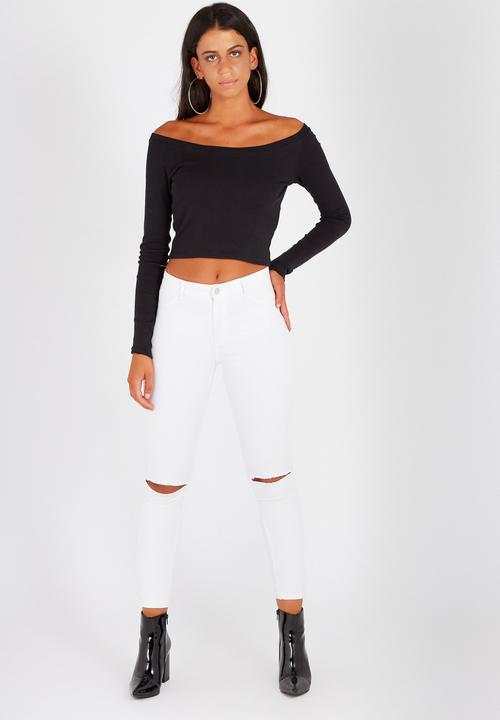 Supré  - Long sleeve scoop neck top - black 
