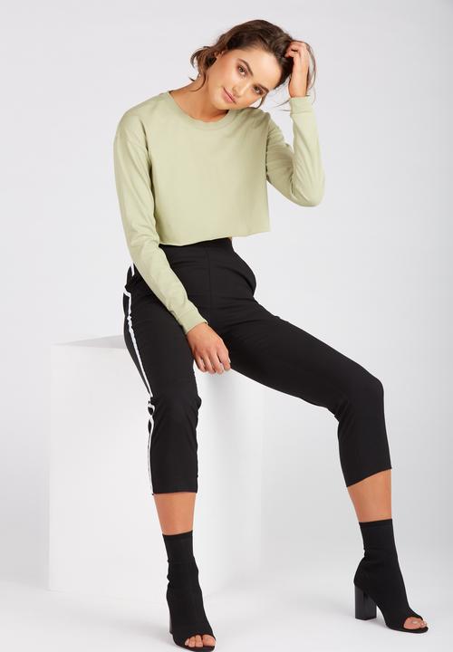 Supré  - Long sleeve super crop cuff tee - khaki