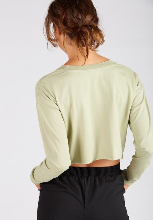 Supré  - Long sleeve super crop cuff tee - khaki