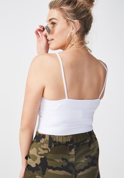 Supré  - Luxe high neck crop - white 