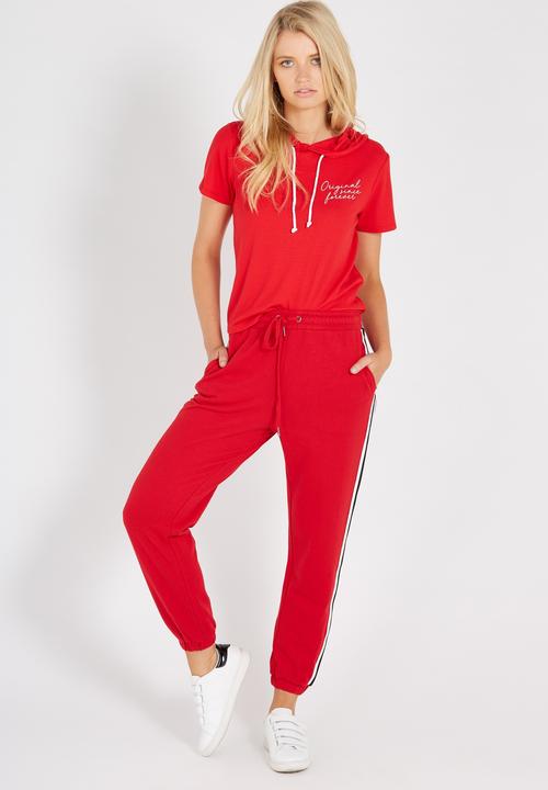 Supré  - Ribbed hooded top - red 