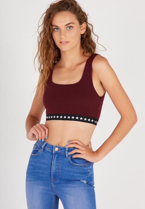 Supré  - Jacquard crop top - burgundy