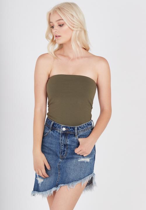 Supré  - Long boobtube built-in bra - olive 