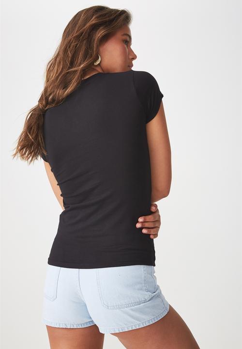 Supré  - Long line crew tee - black
