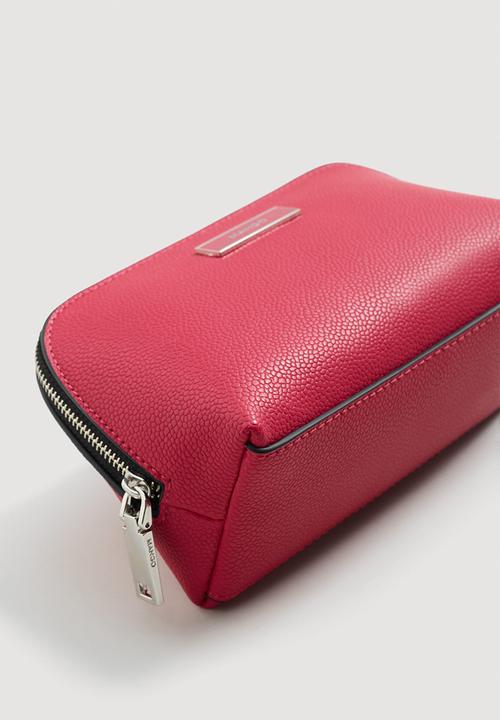 MANGO - Zipped pebbled cosmetic bag - red