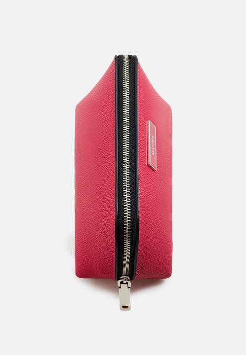 MANGO - Zipped pebbled cosmetic bag - red