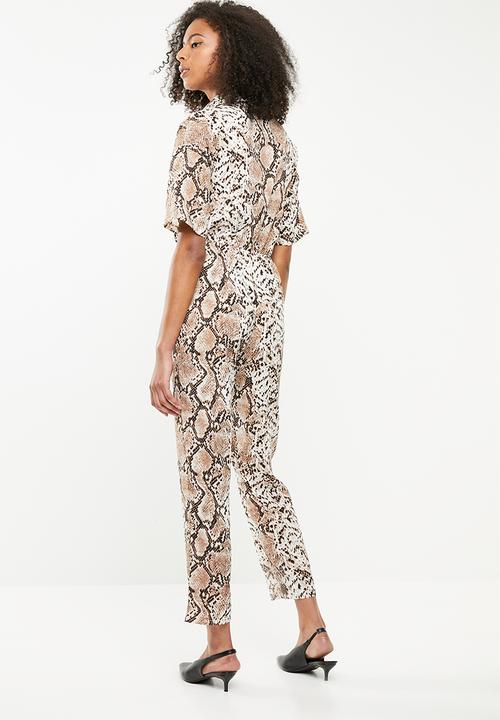 Missguided - Snake print shirt jumpsuit - multi