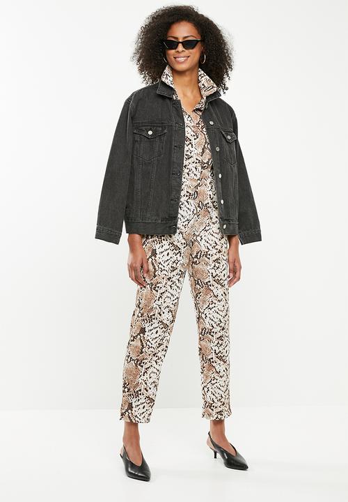 Missguided - Snake print shirt jumpsuit - multi