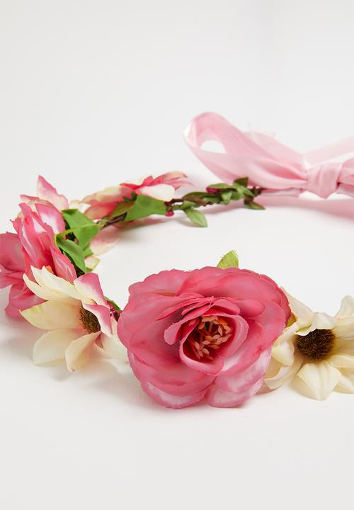 Jewels and Lace - Flower hair crown - pink