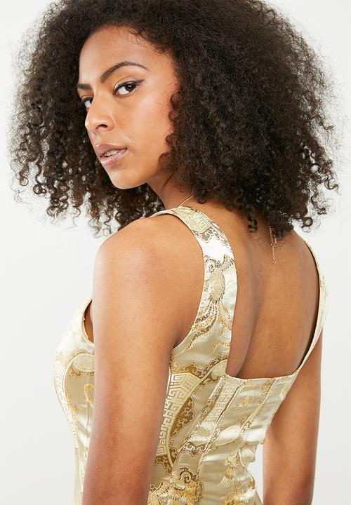 Missguided - Oriental jacquard mini dress - gold