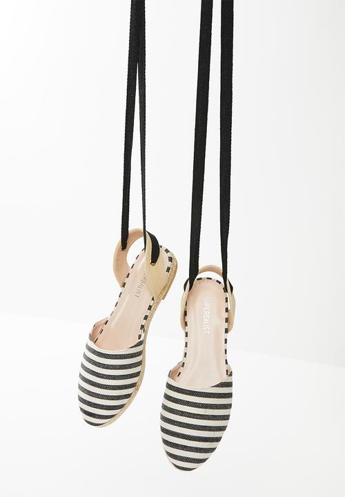Superbalist - Daisy lace up espadrille - black and white